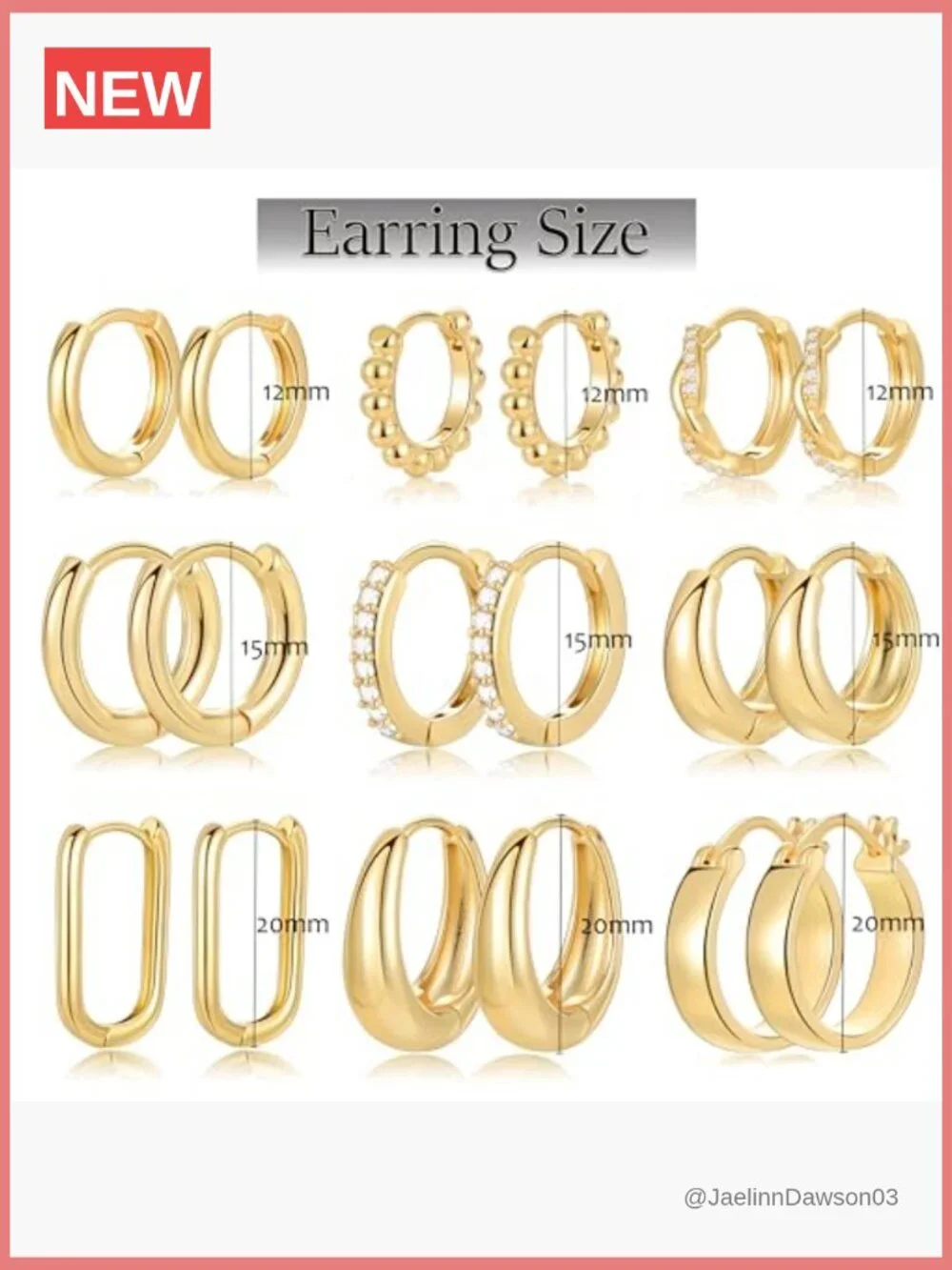 9 Pairs Chunky Hoop Huggie Earrings Set, Gold Plated Hypoallergenic Jewelry Gift